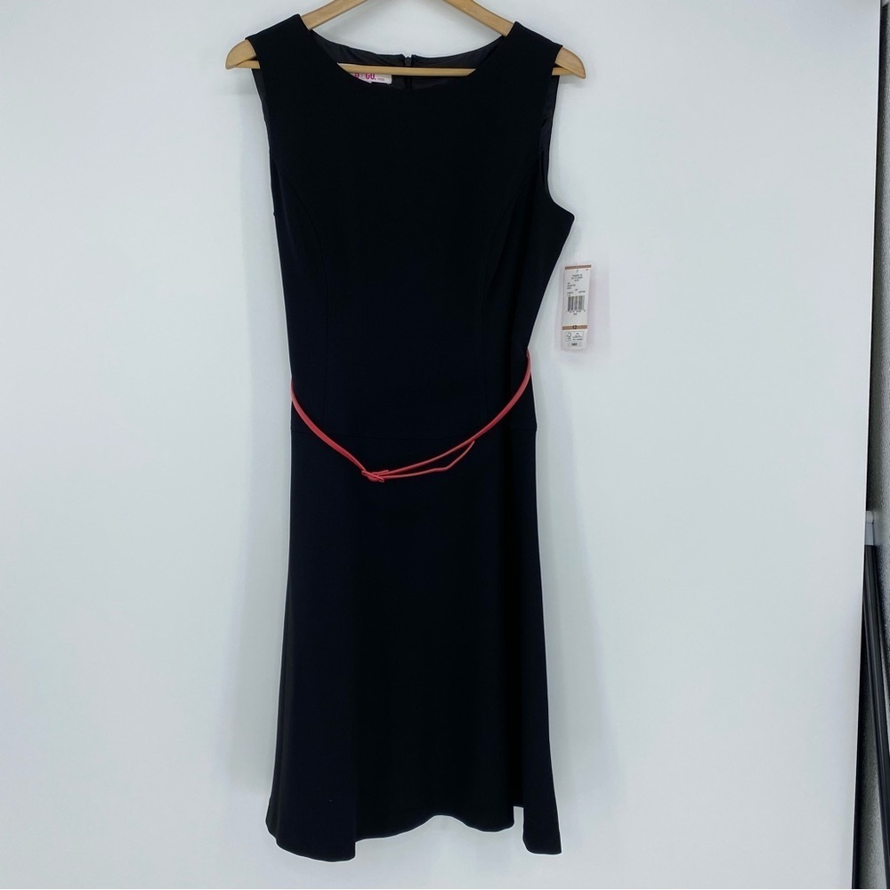 NWT 9 & Co. Day to Dinner LBD little black dress with pink belt wms sz 12 - Picture 11 of 12